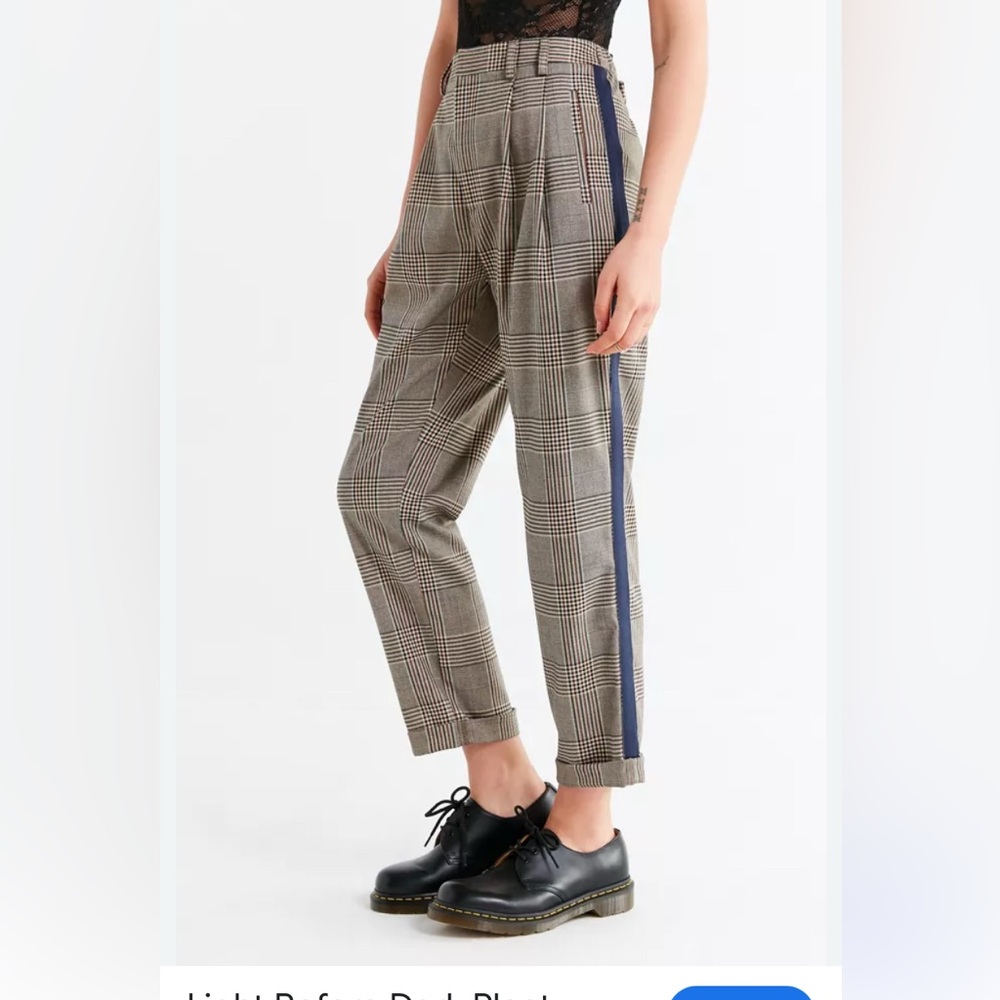 Plaid Trousers with Side Stripe